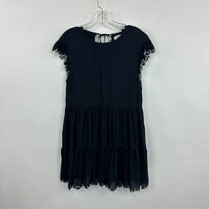 Aritzia Wilfred Sidonie Mini Dress XS Black Tiered Babydoll Ruffles Cap Sleeve